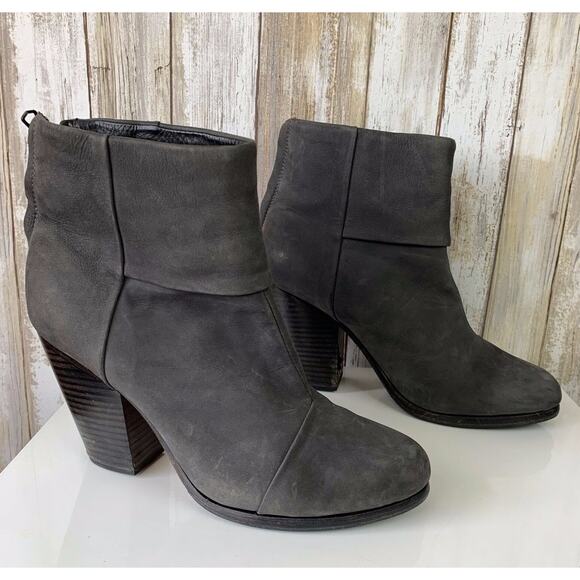 Rag & Bone Newbury Grey Suede Nubuck Ankle Zipper Boots Shoes 39 FLAW USED - Picture 2 of 11